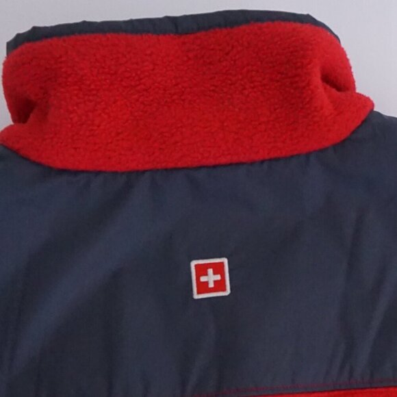 Vintage '90s Burisport.Ch Switzerland Red Navy Fleece Hiking Zip Up Sweater S - Picture 10 of 10